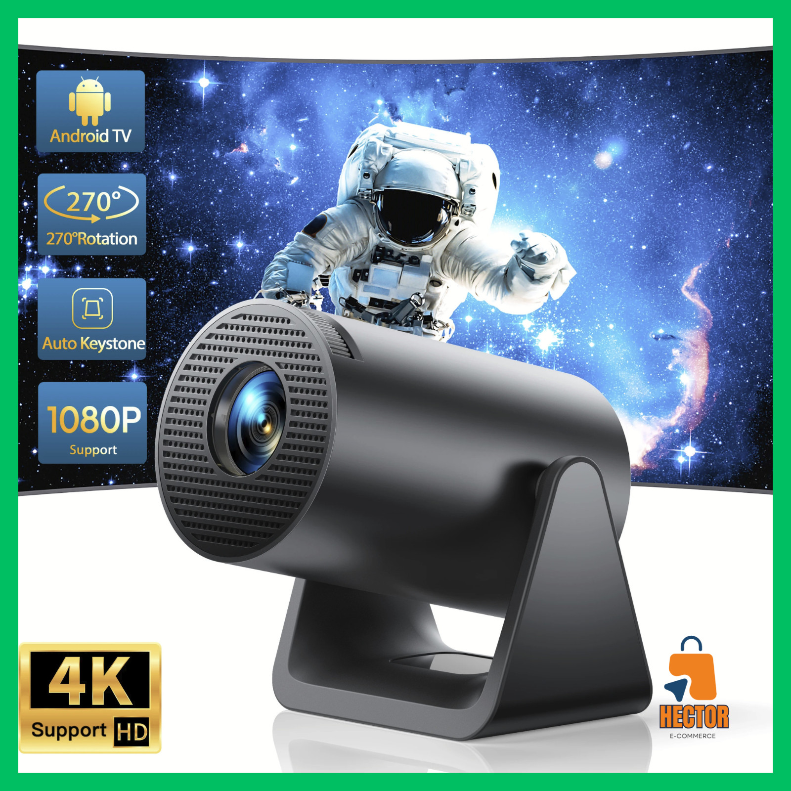 WiMiUS L1 Projecteur Android WiFi6 Full HD Vidéoprojecteur Portable 300ANSI Lumens Connecté