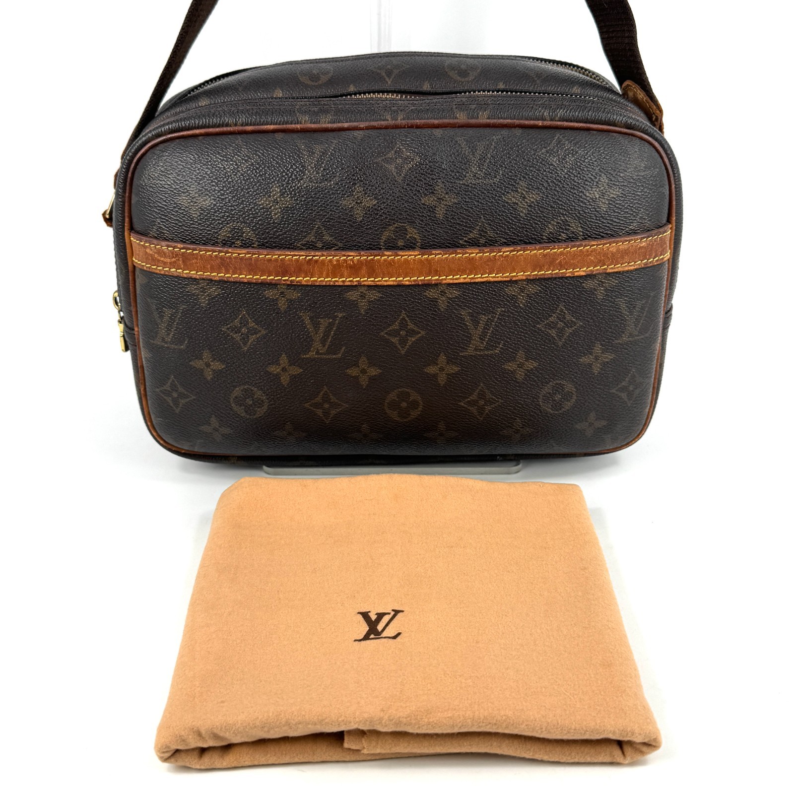 Louis Vuitton Reporter PM Shoulder Bag Monogram Canvas Brown M45254 Authentic