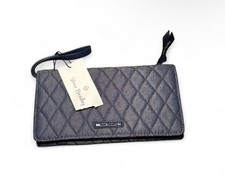 Vera Bradley Blue Quilted RFID Blocking Wristlet Wallet Zip w/ Wrist Strap