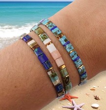 Bracelets 3pcs Women's Fashion Bracelet Set, Bohemian Style Handmade Glass Beads
