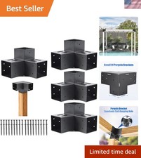 4 Pcs Pergola Bracket Actual: 3.6“x3.6 3-Way Right Angle Corner Bracket with ...