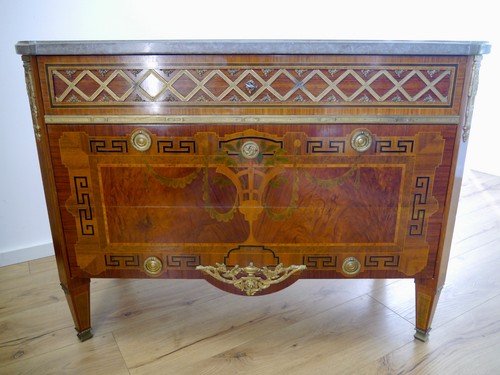 Klassizismus Biedermeier Kommode mit Bronze Beschlägen und Marmorplatte um 1950 - Bild 24 von 24