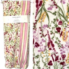 Laura Ashley Wildflower Zoe Throw Blanket Super Soft Plush Reversible Stripes