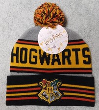 Harry Potter Hogwarts School House Crest Pom Knit Winter OSFM Beanie Hat Cap
