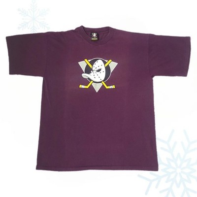 Vintage 90s NHL Anaheim Mighty Ducks Wild Wing Hockey Jersey T-Shirt XL Purple