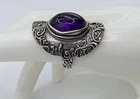Vintage ~PZ ISREAL~ STERLING SILVER 925 AMETHYST VINTAGE RING SZ- 9