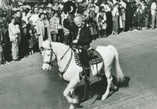 William Boyd (Hopalong Cassidy) riding Topper in the Tucson AZ horse postcard