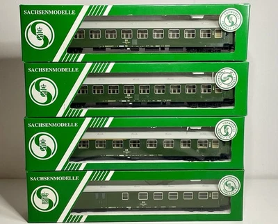 4 SachsenModelle HO Scale German Type Y Express Coaches DR - Abme Bme Bcme BOmse - Image 1 of 4