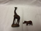 Teak Wood Hand Carved Animals--Giraffe--Rhino--Display Nice  — photo 4