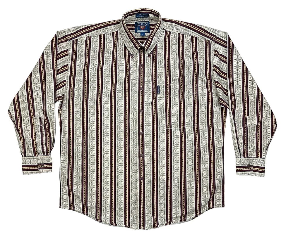 Camisa de Colección Años 90 Chaps Ralph Lauren Western Azteca Manga Larga Abotonada Para Hombres L Foto 2 de 4