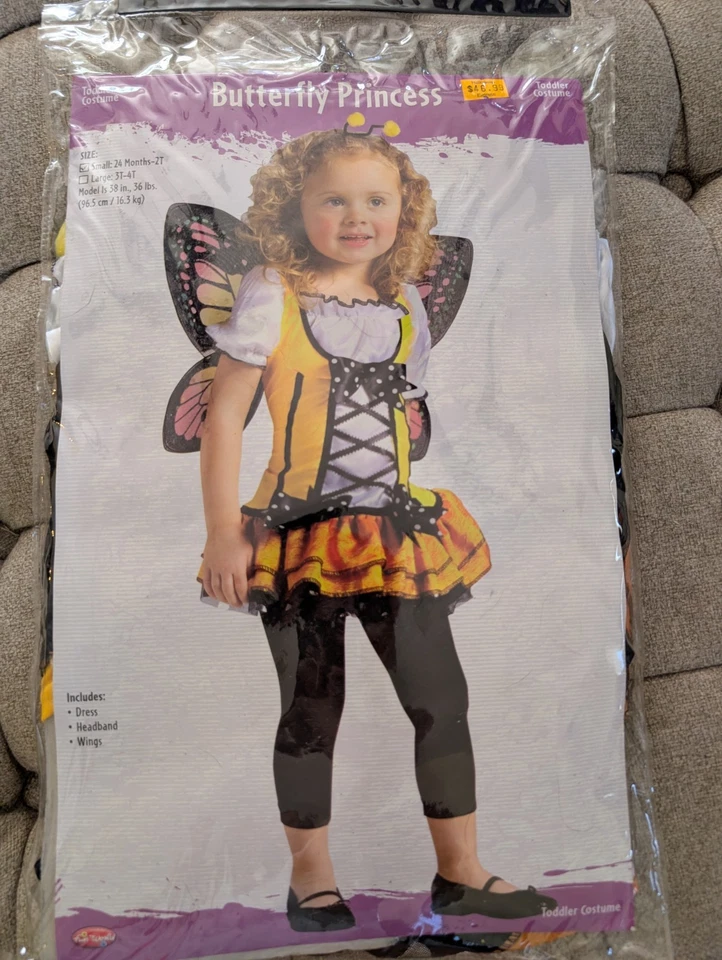 NOVO Fantasia Infantil Princesa Borboleta Halloween Grande 3T-4T - Imagem 2 de 4