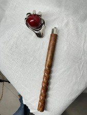 Hand Carved Wooden Walking Cane Decorative Wood Walking Stick Handmade Brown