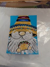 ACEO Original Mixed Media Painting Art Cinco De Mayo Gnome