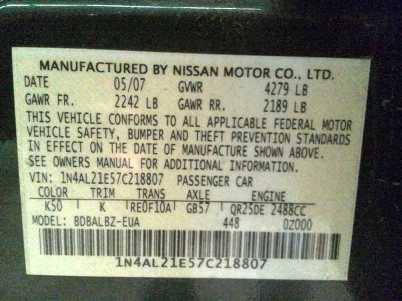 (LOCAL PICKUP ONLY) Trunk/Hatch/Tailgate Sedan Without Spoiler Fits 07-12 ALTIMA - Imagem 3 de 4