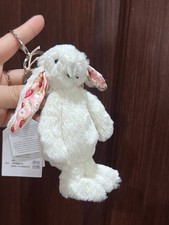 Jellycat Bashful Blossom Cream Bunny Berry Bag Charm Plush Keychain Clip NWT