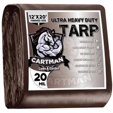 Finished Size 12x20 Feet Extra Thick 20 Mil Brown Ultra Heavy Duty Poly Tarp,...