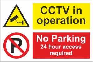 No Parking CCTV In Operation 24 Hours Access Self Adhesive Vinyl Sticker