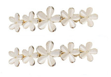 2Pcs Golden Flower Opal Hair Clips Gold Sparkly Wedding Barrettes Fancy Hair Pin