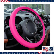 Hot Pink Silicone Leather Texture Steering Wheel Cover 15-16.5 Diameter Hot Pink Silicone Leather Texture Steering Wheel Cover 15-16.5 Diameter