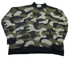 Eddie Bauer WR Camo Mock Neck Pullover Sweater XL Made in USA NWD