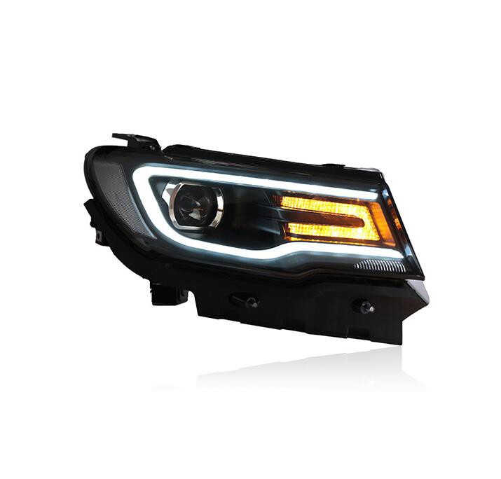 1Pair Led Car Headlight DRL Headlamp Assembly For 2017-2019 Jeep Compass