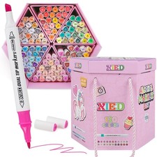  2025 Upgraded Alcohol Markers, 120 Colors Premium Hexagonal Markers Set Gift...