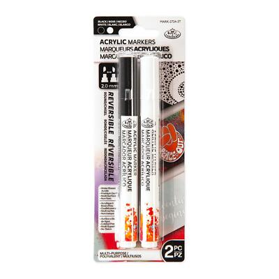 Royal Langnickel 2mm Reversible Acryl Farbmarker Schwarz Weiß Set 2-teilig