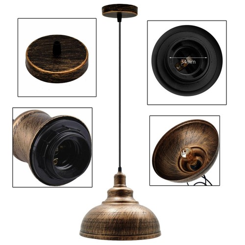 Vintage Retro Pendant Light Shade Metal Lampshade Ceiling Pendant Light Fitting - Picture 7 of 52