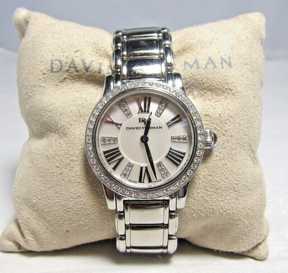 David Yurman Stainless Steel 30MM MOP Face Diamond Bezel  display picture 3
