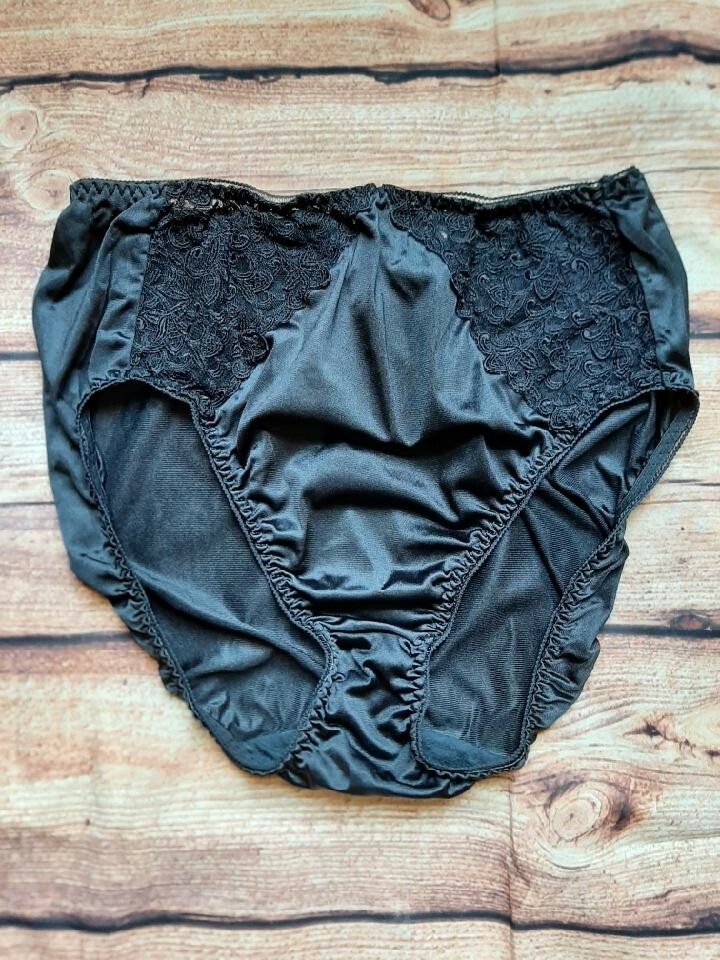 Vintage Wacoal Black Hi Cut Brief Panties Lace Second… Gem