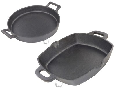 BRATPFANNE GUSSEISEN 2 GRIFFE PFANNE Eisenpfanne INDUKTION Grillpfanne Gußeisen