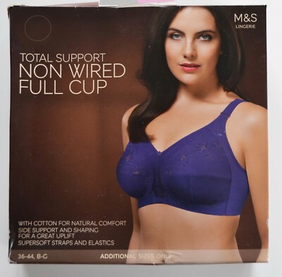 36C MARKS /& SPENCERS TOTAL SUPPORT NON WIRE FULL CUP EMBROIDERED BRA NEW