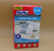 Hefty Shrink Pak 6 XL Vacuum Storage Bags WaterResistant Dual-use Valve Reusable