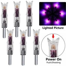 6Pcs/Pack Purple Lighted Nock New Designed Long Time I.D. 7.62mm For Crossbow US