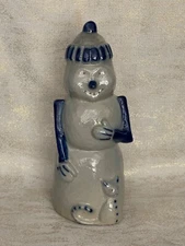Hart Road Pottery HRP Salt Glazed Snowman with Cat Folk Art Christmas 2018