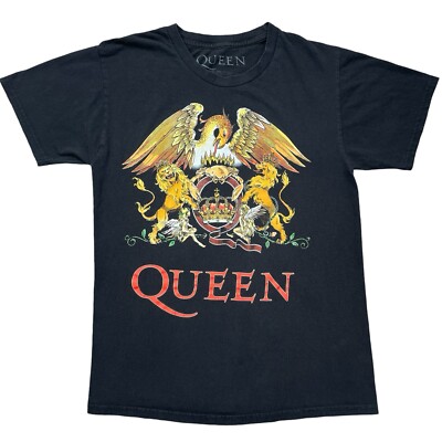 Queen Rock Band Crest Logo Freddie Mercury Black Music Adult t