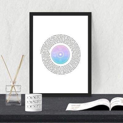 Individueller Vinyl Text Musik Druck, erstes Tanzlied, personalisierte Schallplatte Kunst,