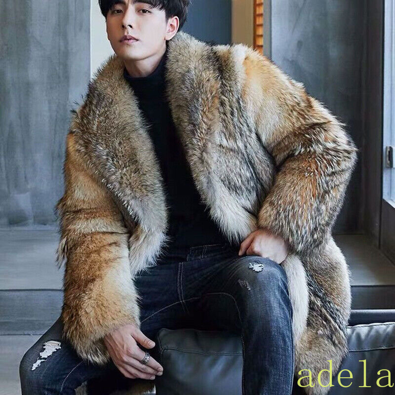 Luxury Men's Faux Mink Fur Coat Winter Warm Plus Size Korean Lapel