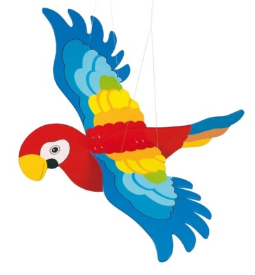 Wooden Swinging Figure Parrot Red Goki GK454 Wingspan 65 cm