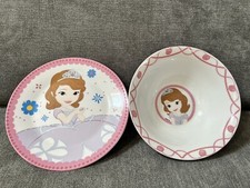 Disney Sophia the First child's feeding set, Toddler porcelain plate bowl duo