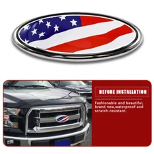 US Flag Emblem 9inch Oval Front Grille Rear Tailgate Badge  Fit For Ford F-150