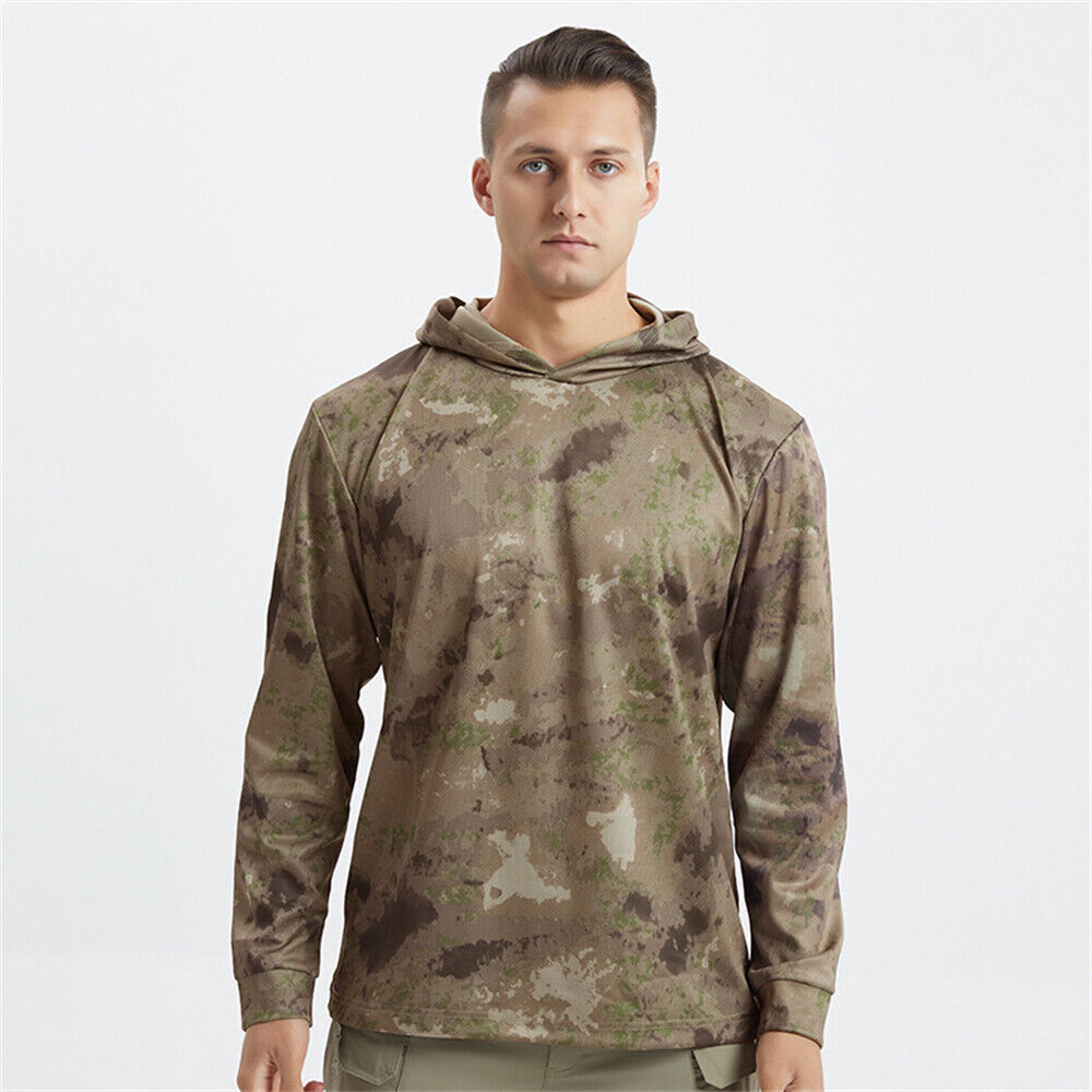 Men's Camouflage Hoodie Sun Protection Outdoor Sports Jacket Long Sleeve  T-shirt