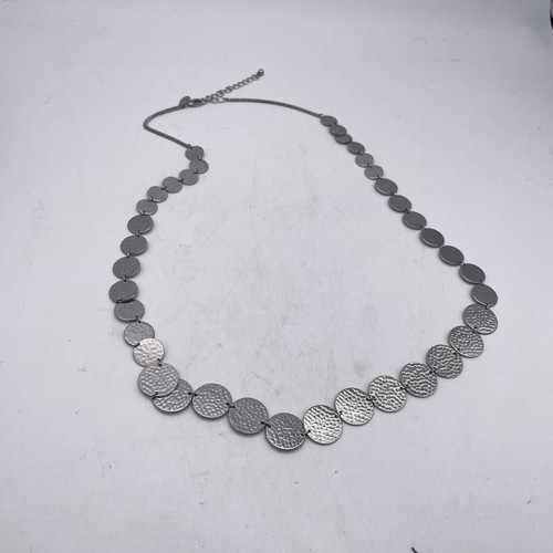 Ann Taylor Coin Long Necklace Silver Tone Lobster Closure Adjustable 36" - Picture 2 of 4