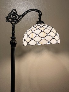 Enjoy Tiffany Style Floor Lamp Crystal Beans Stained Glass Vintage H62 5 Ebay