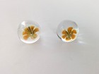 ART GLASS MARBLE/SHOOTER "Yellow Flowers" SET/2 Hand-Crafted 1" CONTEMPORARY — photo 3