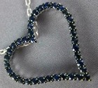 Estate Large 1.17Ct Aaa Sapphire 18KT White Gold Open Heart Classic Love Pendant