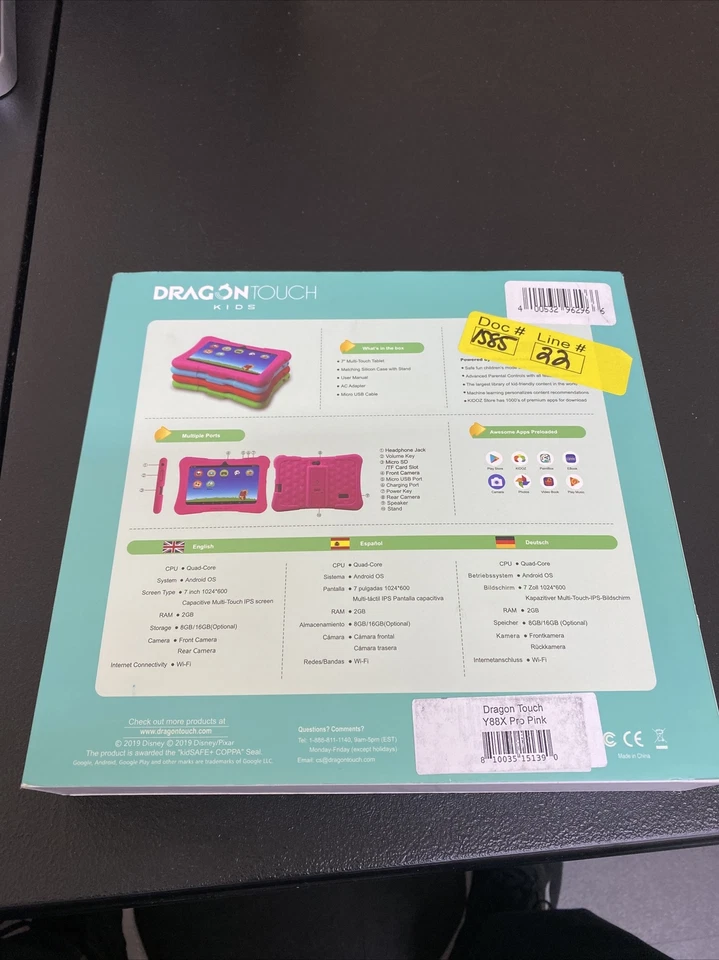 Dragon Touch Y88X Pro 7 inch Kids Tablets, 2GB RAM 16GB ROM, Android 9.0 - Image 2 of 3