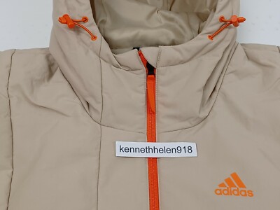 ADIDAS BTS HOODED JACKET COAT FT2446 BEIGE ORANGE MENS SIZE