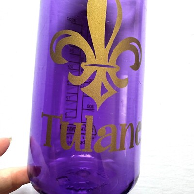 Tulane Purple Nalgene Water Bottle 32 Oz BPA-Free With Lime Green Lid & Fleur-De