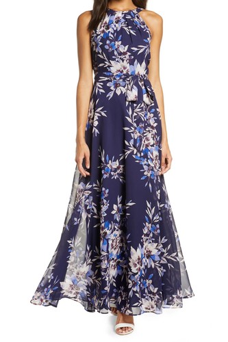 Eliza J Floral Halter Maxi Dress size 6 